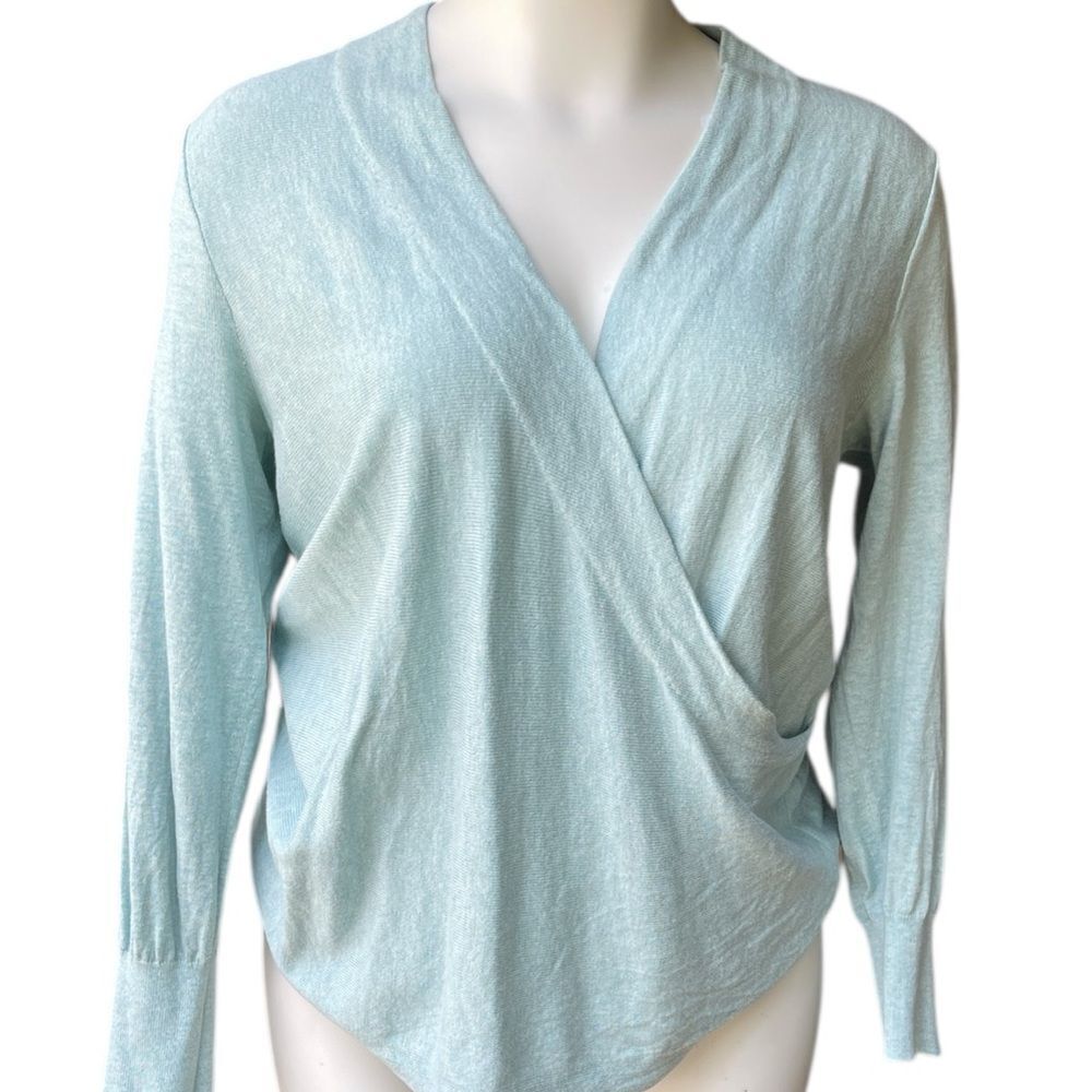 J. Jill Light Blue Knit Sweater Crossing chest super soft XL